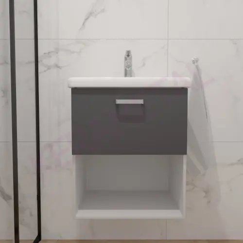 Kolpa ormarić sa umivaonikom i fiokom Evelin OUE II 55cm Gray/Antracite 562060