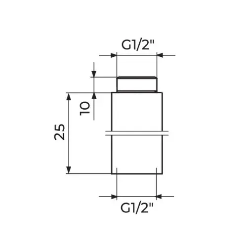 Rosan produžetak 1/2 25mm PPR1225 - tehnički crtež
