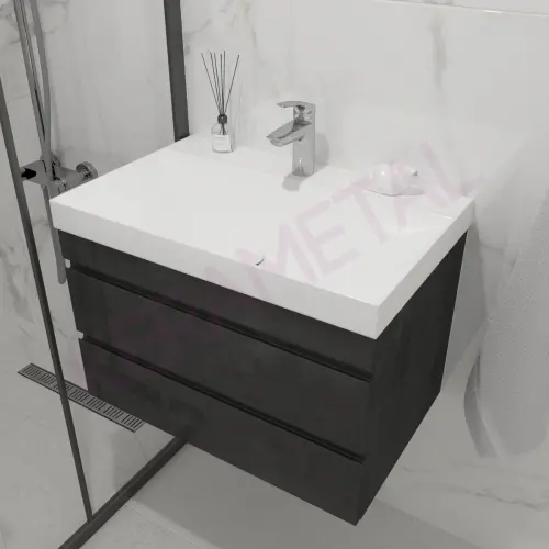 Kolpa San Naomi Set 70cm Crna (Ormarić sa umivaonikom + Ogledalo/ormarić)