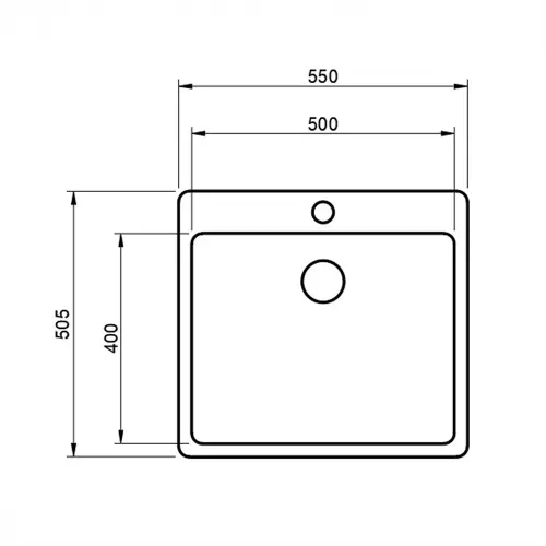Metalac Ideal 500B Inox usadna 550x505 sa sifonom fi90 362631 - tehnički crtež