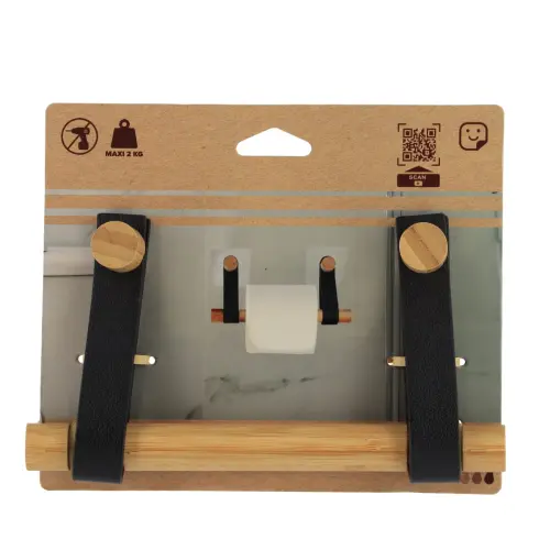 Tendance Držač toalet papira samolepljivi BAMBUS Crna 91043103