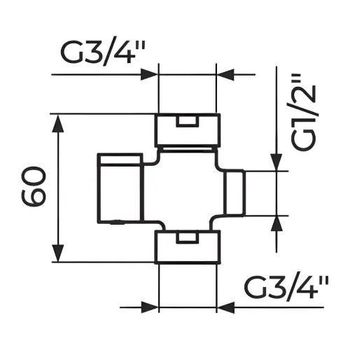 Rosan Krstak - prebacivač 1/2 x 3/4 - BRONTEE PKR1234NB - tehnički crtež