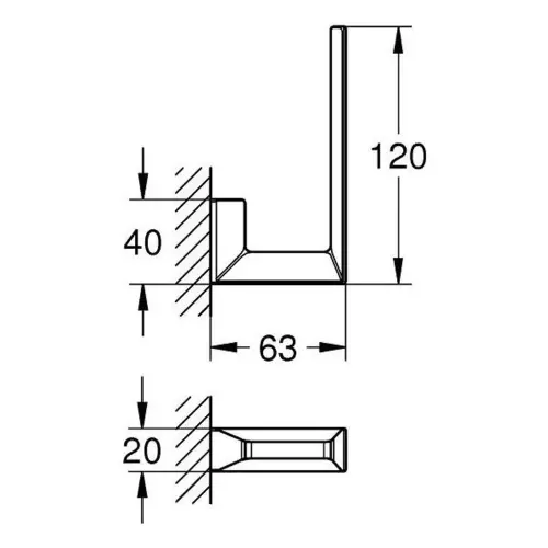 Grohe Selection Cube držač rezervnog toalet papira 40784000 - tehnički crtež