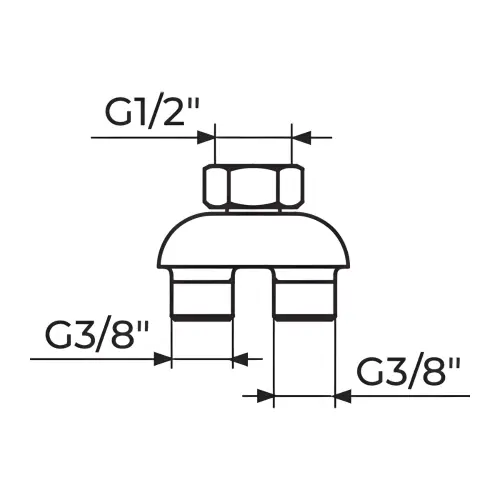 Rosan Razdelnik 3/8"x3/8"-1/2" PR23812 - tehnički crtež