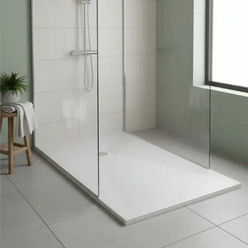 Astral Lithos Tuš kada 120x80 - Liveni mermer Bela