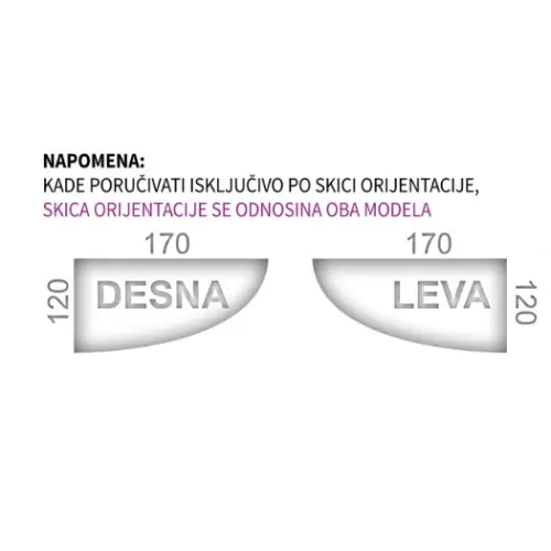 Romansa lux G leva 170X120 sa grejačem (hidro aero) masažna kada - tehnički crtež
