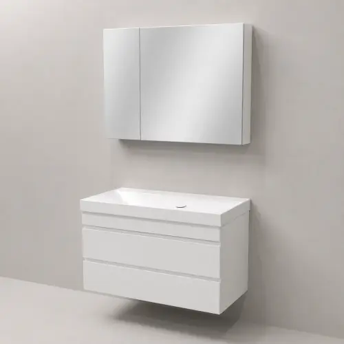 Kolpa San Naomi Set 80cm Bela (Ormarić sa umivaonikom + Ogledalo/ormarić)