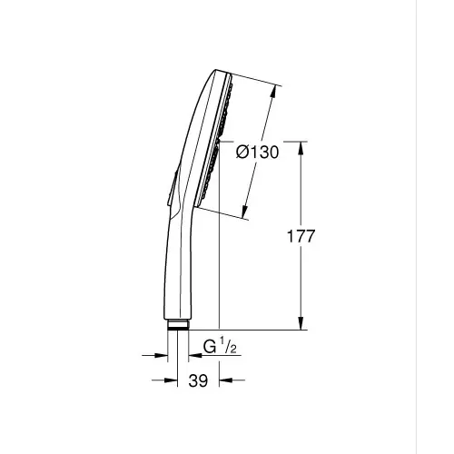 Grohe Rainshower SmartActive 130 tuš ručica MOON White 3 funkcije 26574LS0 - tehnički crtež