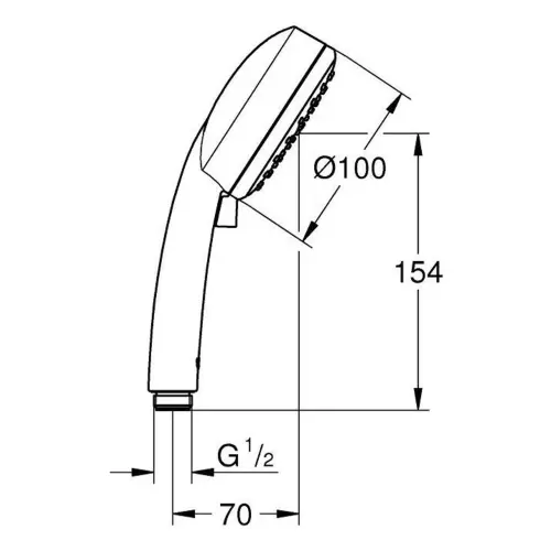 Grohe Tempesta Cosmopolitan 100 tuš ručica, 2 funkcije 2757120E - tehnički crtež