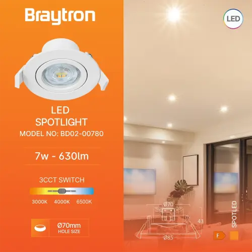Braytron LED Spot Svetiljka Okrugla 7W Bela CCT BD02-00780