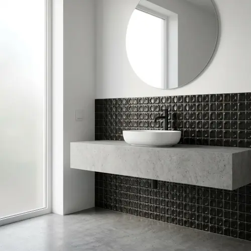 Marazzi Memoria Nero Structured Stamp Lux 15x15 cm 10mm MAYC