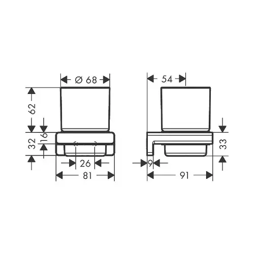 Hansgrohe Držač čaše Addstoris Crna MAT 41749670 - tehnički crtež
