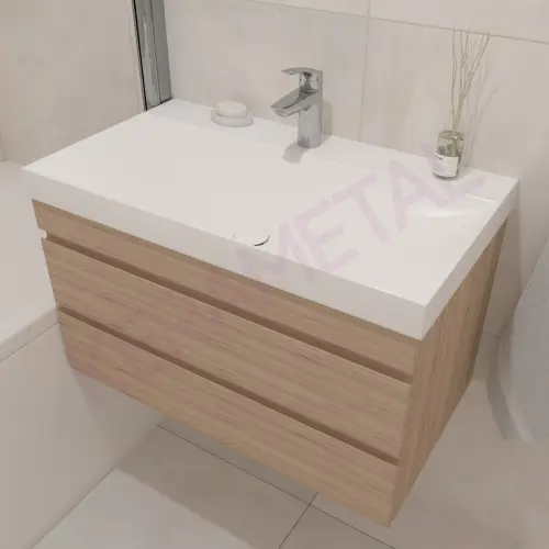 Kolpa San Naomi Set Delux 80cm Braon (Ormarić sa umivaonikom + Ogledalo/ormarić + Visoki ormarić)