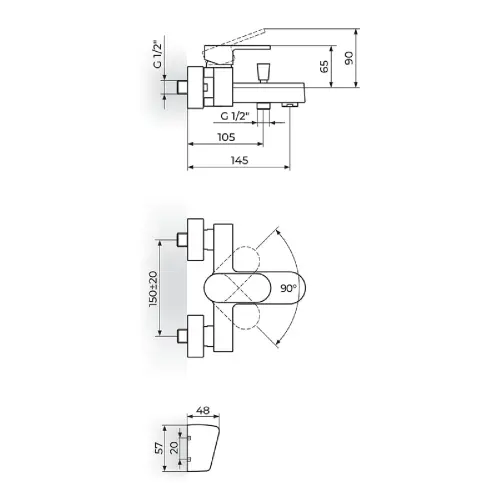 Rosan Mistique za kadu JM33101 - tehnički crtež