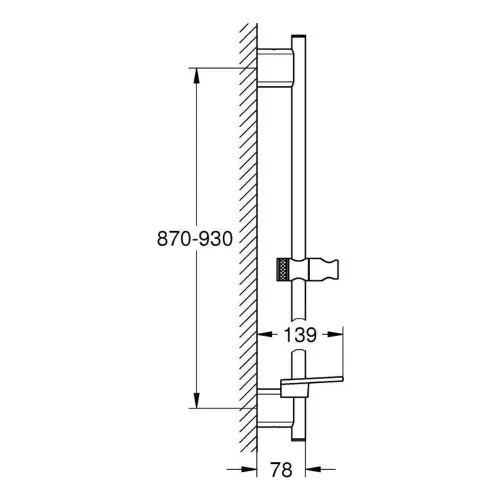 Grohe Rainshower SmartActive Klizna šipka 900mm Phantom Black 22125KF0 - tehnički crtež