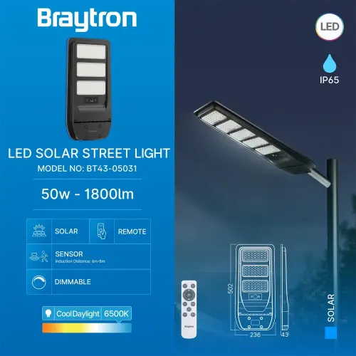 Braytron Solarna Ulična Svetiljka 50W BT43-05031