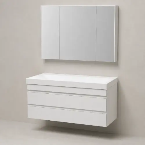Kolpa San Naomi Set 100cm Bela (Ormarić sa umivaonikom + Ogledalo/ormarić)