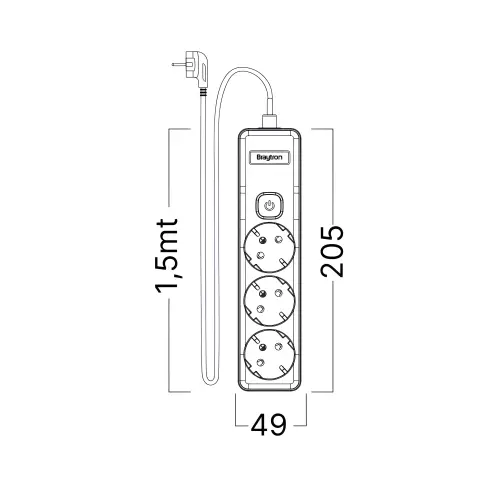 Braytron Produžni Kabl 3-Way EU Swc 1.5M BY72-00231