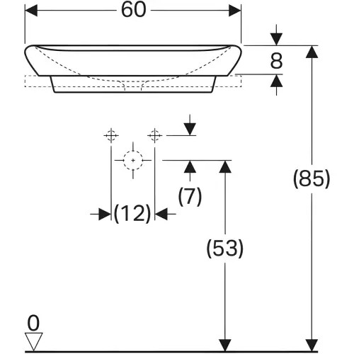Geberit MyDay lavabo 60cm 245460600 - tehnički crtež