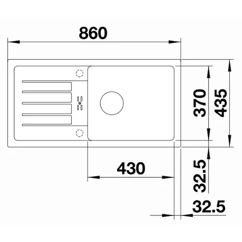 Blanco FAVUM XL 6 S silgranit 860x435mm Crna 526082 reverzibilna - tehnički crtež