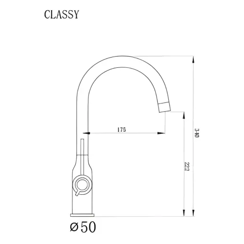 Metalac xGranit za sudoperu Classy - Crna T03808 - tehnički crtež