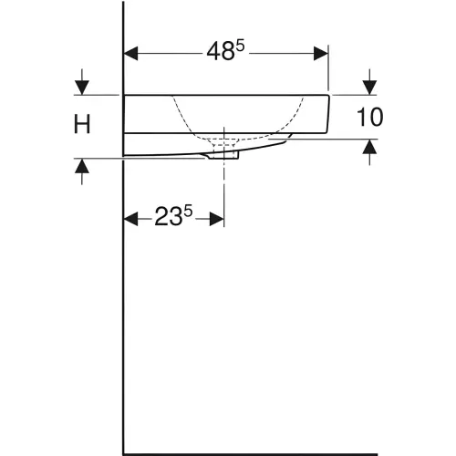 Geberit iCon lavabo 90x485cm 124090000 - tehnički crtež