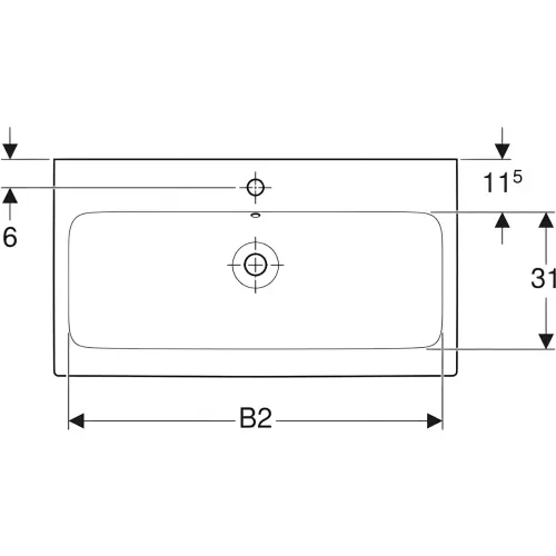 Geberit iCon lavabo 90x485cm 124090000 - tehnički crtež