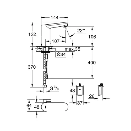 Grohe Eurosmart Cosmopolitan E senzorska za umivaonik NA BATERIJE