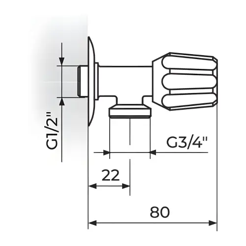 Rosan Ventil za veš mašinu 3/8 g.deo AF590034 - tehnički crtež