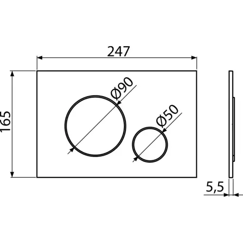 Alca tipka Thin M676 Bela mat - tehnički crtež