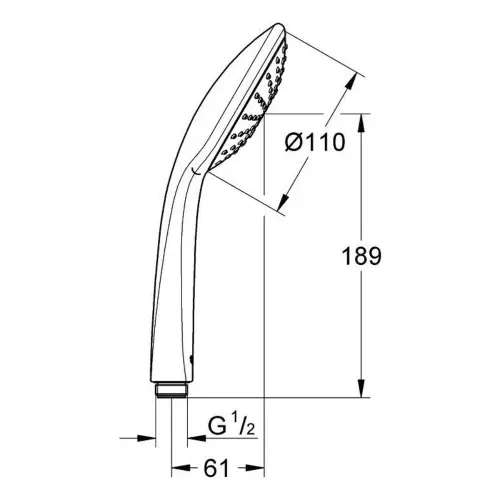Grohe Euphoria 110 Mono tuš ručica, 1 funkcija 27265000 - tehnički crtež