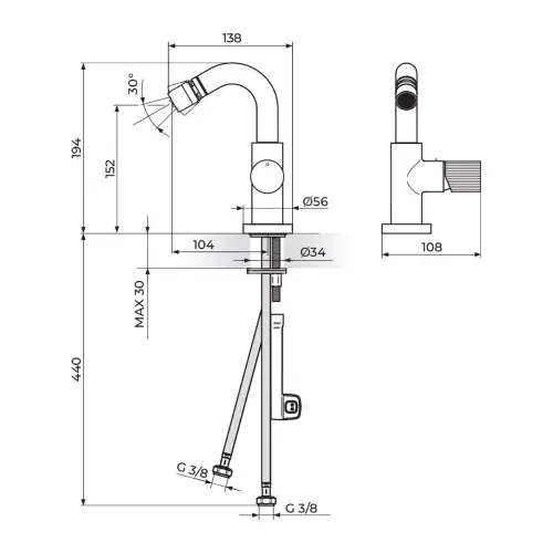 Rosan S4 baterija za bide 439101 - tehnički crtež