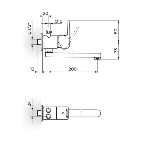Rosan Cubo za mali Bojler 200mm JC36101 - tehnički crtež