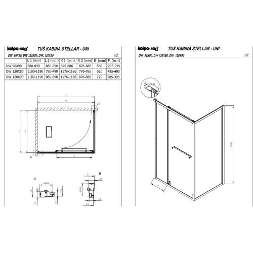 Kolpa Stellar Uni Tuš kabina DW 120x80 B/1 518830
