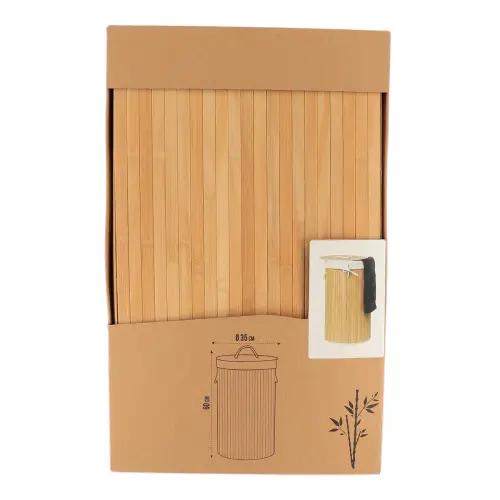 Tendance Okrugla korpa za VEŠ sa PLATNENOM VREĆOM fi35 VISINA 60CM BAMBUS Bela 8710195