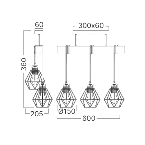Braytron Plafonjera 3-Glava E27 Drvo BV02-00023