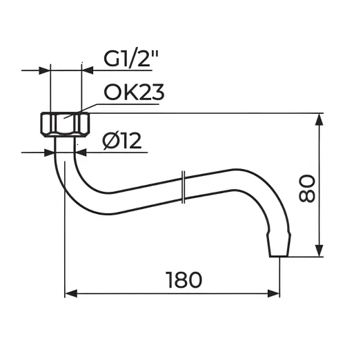Rosan Izliv S 180S - ø12 mm PIS18012 - tehnički crtež