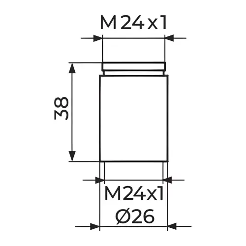Rosan Produžetak kape uzidnih ventila M24 x M24 PKA15 - tehnički crtež