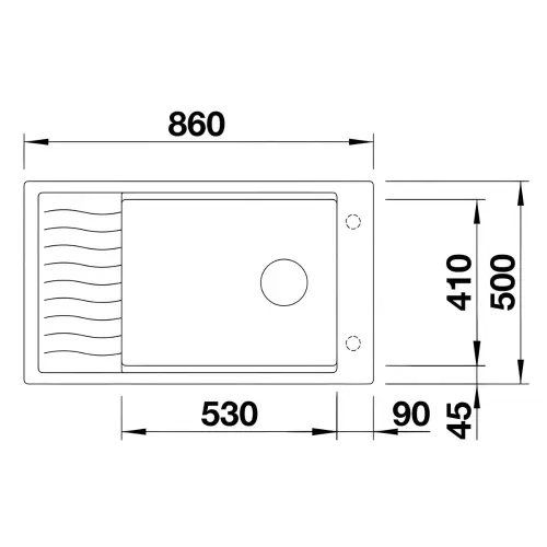 Blanco ELON XL 8 S silgranit 860x500mm tartuf 524877 - tehnički crtež