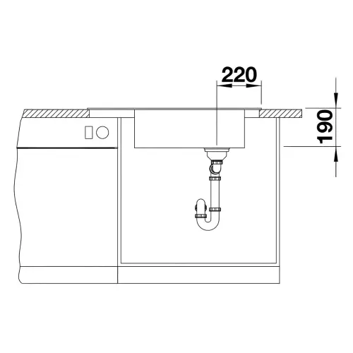 Blanco ELON XL 8 S silgranit 860x500mm tartuf 524877 - tehnički crtež