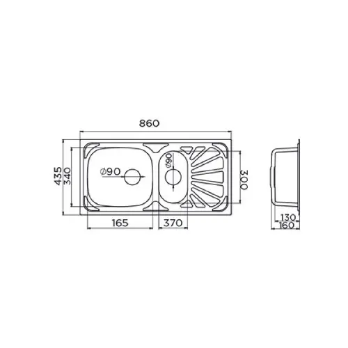 Metalac Luna 1.5D Inox fi90 860x435