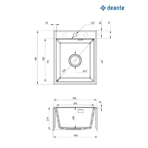 Deante Eridan ZQE N104 ugradna Crna 400x500/210mm