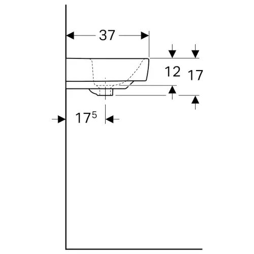 Geberit Selnova Compact Umivaonik 60x37cm 501.511.00.1 - tehnički crtež