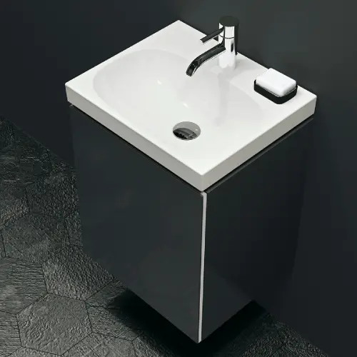 Geberit ormarić za lavabo 595 x 535 x 475 Acanto 2 Fioke Crna Mat/Staklo 500.609