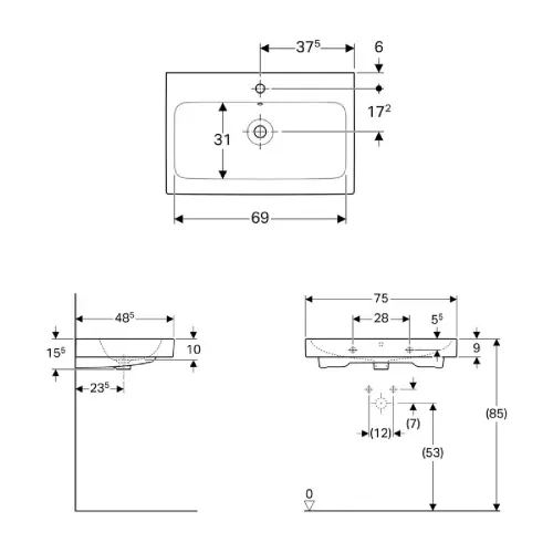 Geberit Lavabo 750x485mm Icon 124075000