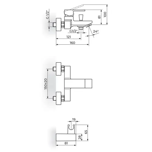 Rosan Quadro za kadu JQ33101 - tehnički crtež