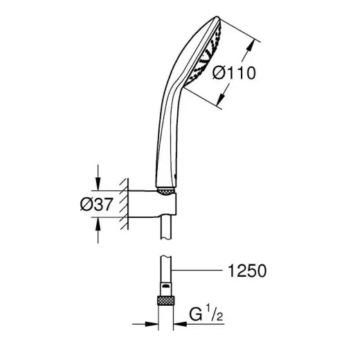 Grohe Euphoria 110 Mono SET Tus ručica i crevo 27354000 - tehnički crtež