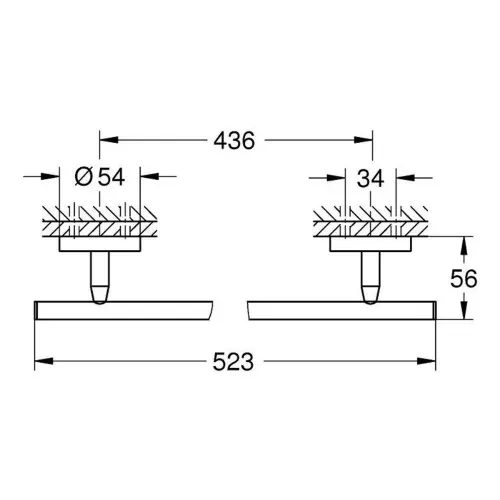 Grohe Baucosmopolitan Držač peškira 40459001 - tehnički crtež