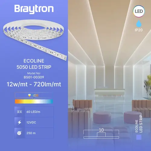 Braytron LED Traka 12W 60LED 5050 RGB 12V IP20 5M BS01-00309