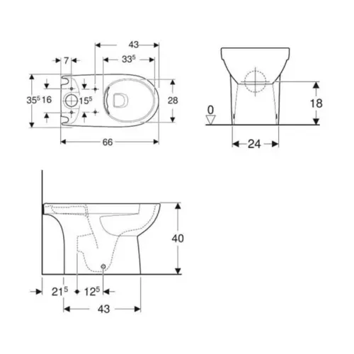 Geberit Selnova WC šolja za monoblok multi, rimfree 500.488.01.7 - tehnički crtež
